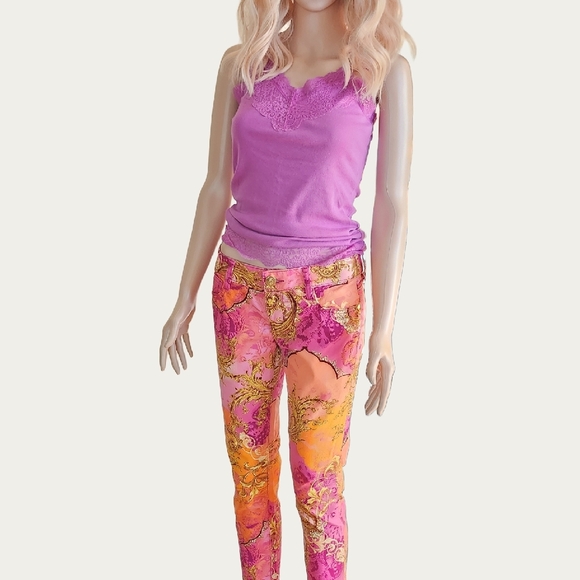 Decree Women's Skinny Jeans - Vibrant Pink and Orange, Sz 7, EUC - Picture 8 of 10